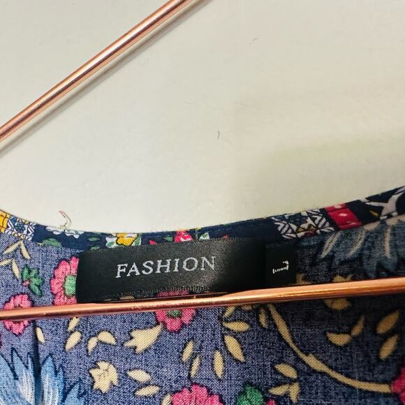 FASHION Multicolored Floral Print V-Neckline Side Slit Tropical Maxi Dress SizeL - Picture 8 of 13